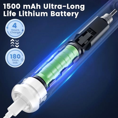 Sonic Electric Toothbrush - 41,000 VPM 1500 mAh 4 Brush Heads