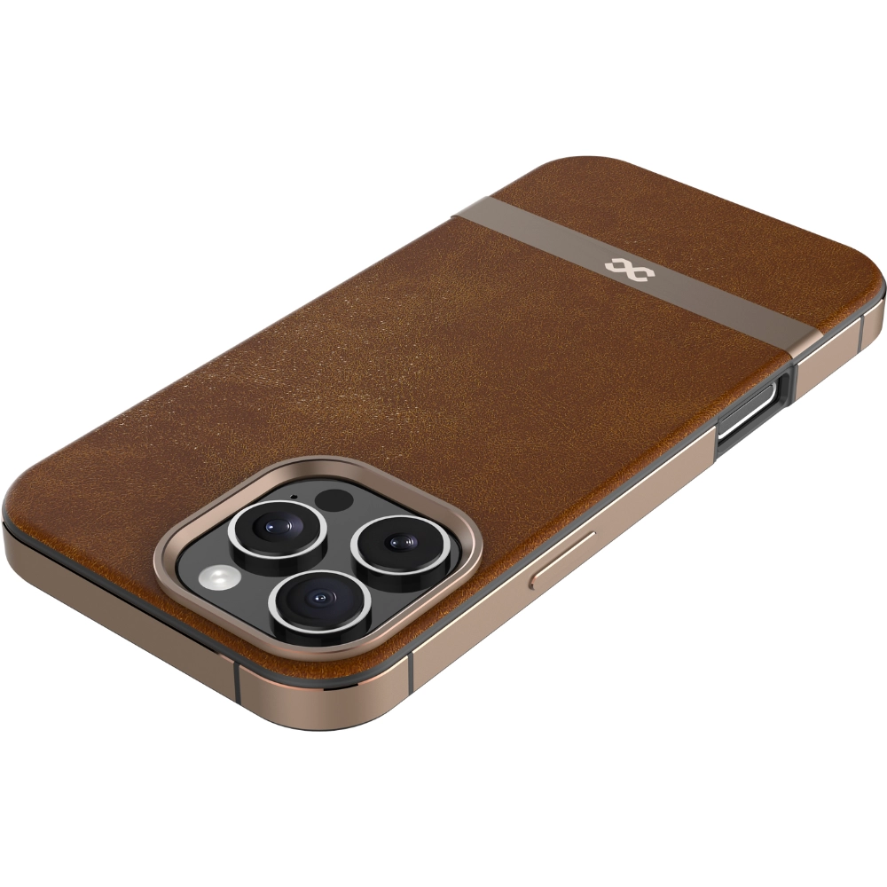 Luxe Elite Leather Case with Metal Edges for iPhone 16 Pro