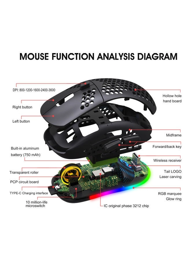 T66 RGB Gaming Mouse - Wireless