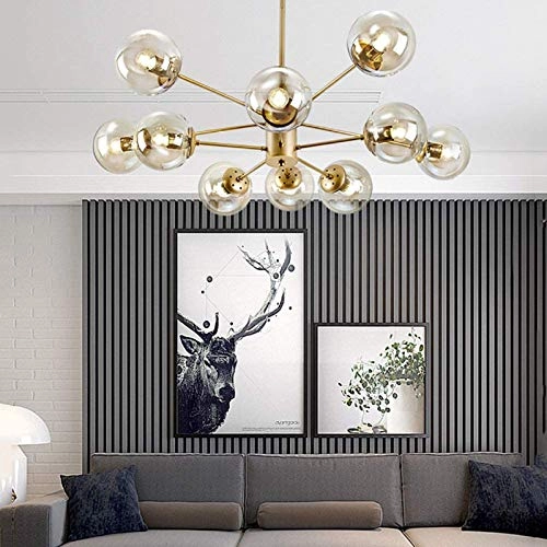Semi Flush Mount Ceiling Light - Gold and glass E27