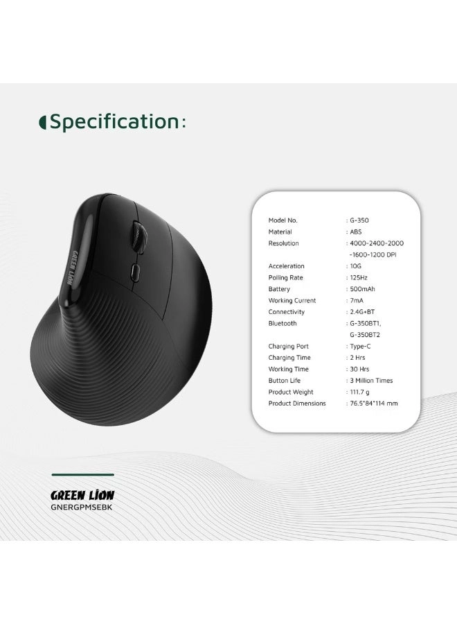Ergo Grip Vertical Mouse - 2.4 GHz Bluetooth