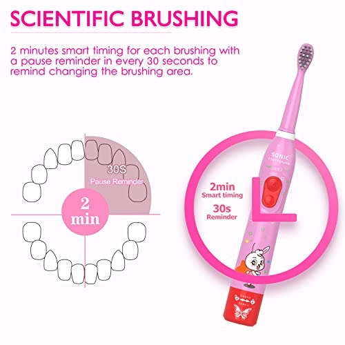 Dinosaur Electric Toothbrush - Kids Sonic Rechargeable 4 Brush Heads