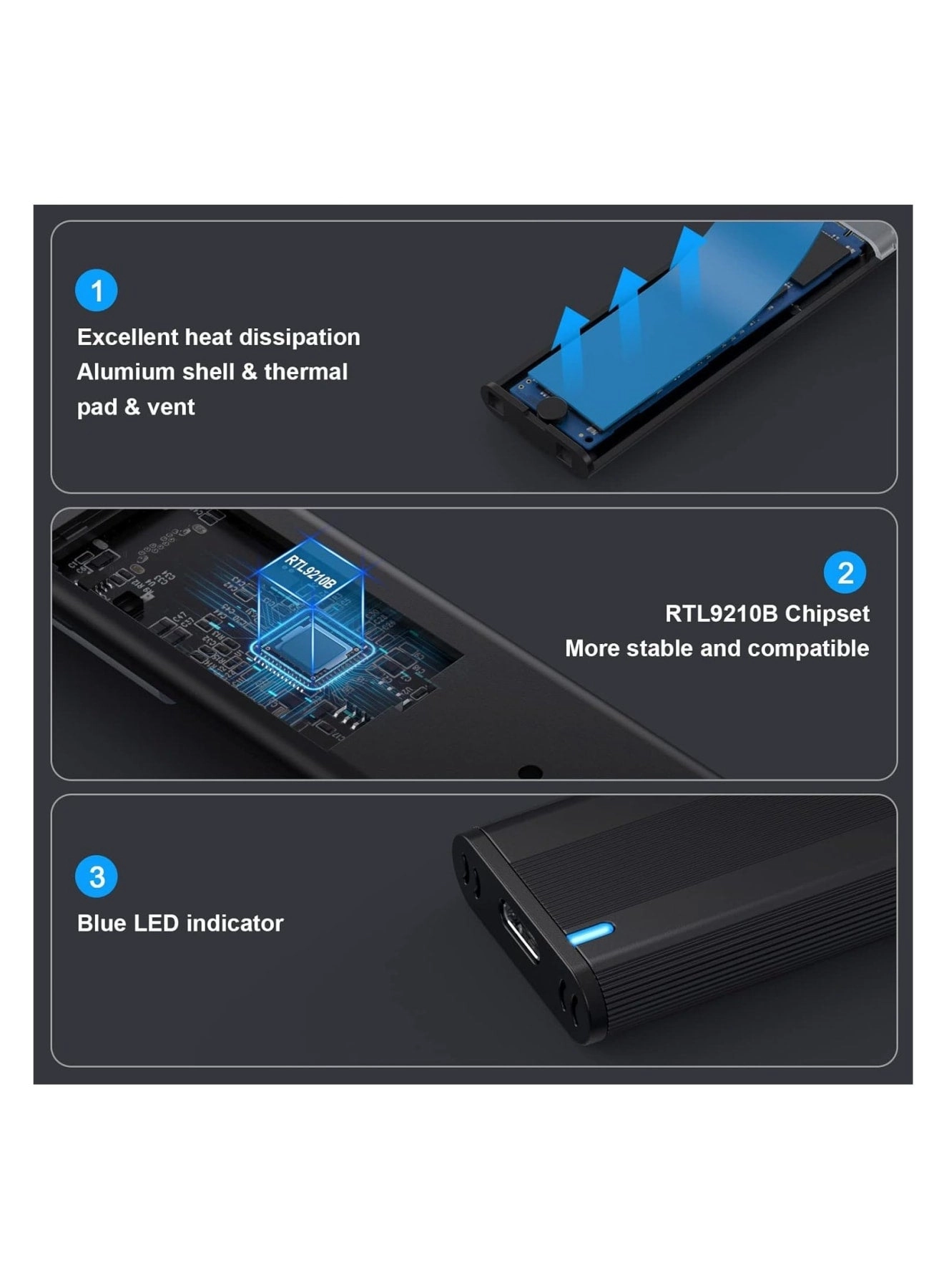 Dual Protocol M.2 SSD Case