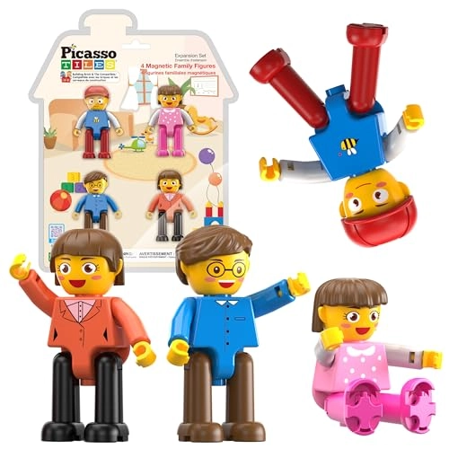 Magnetic Family Action Figures - Father Mother Boy Girl 4 pcs