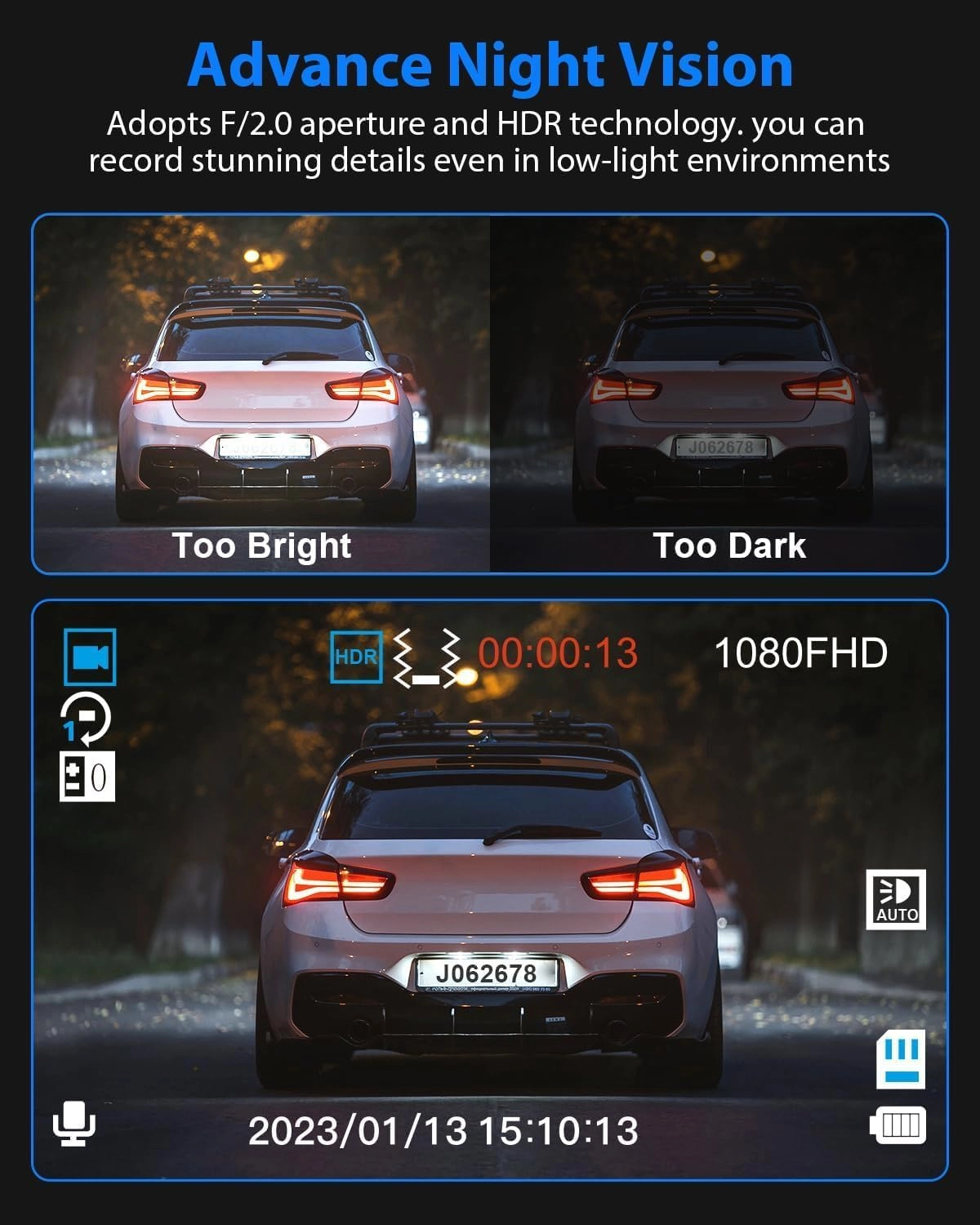 3 Channel Dash Cam 1080P