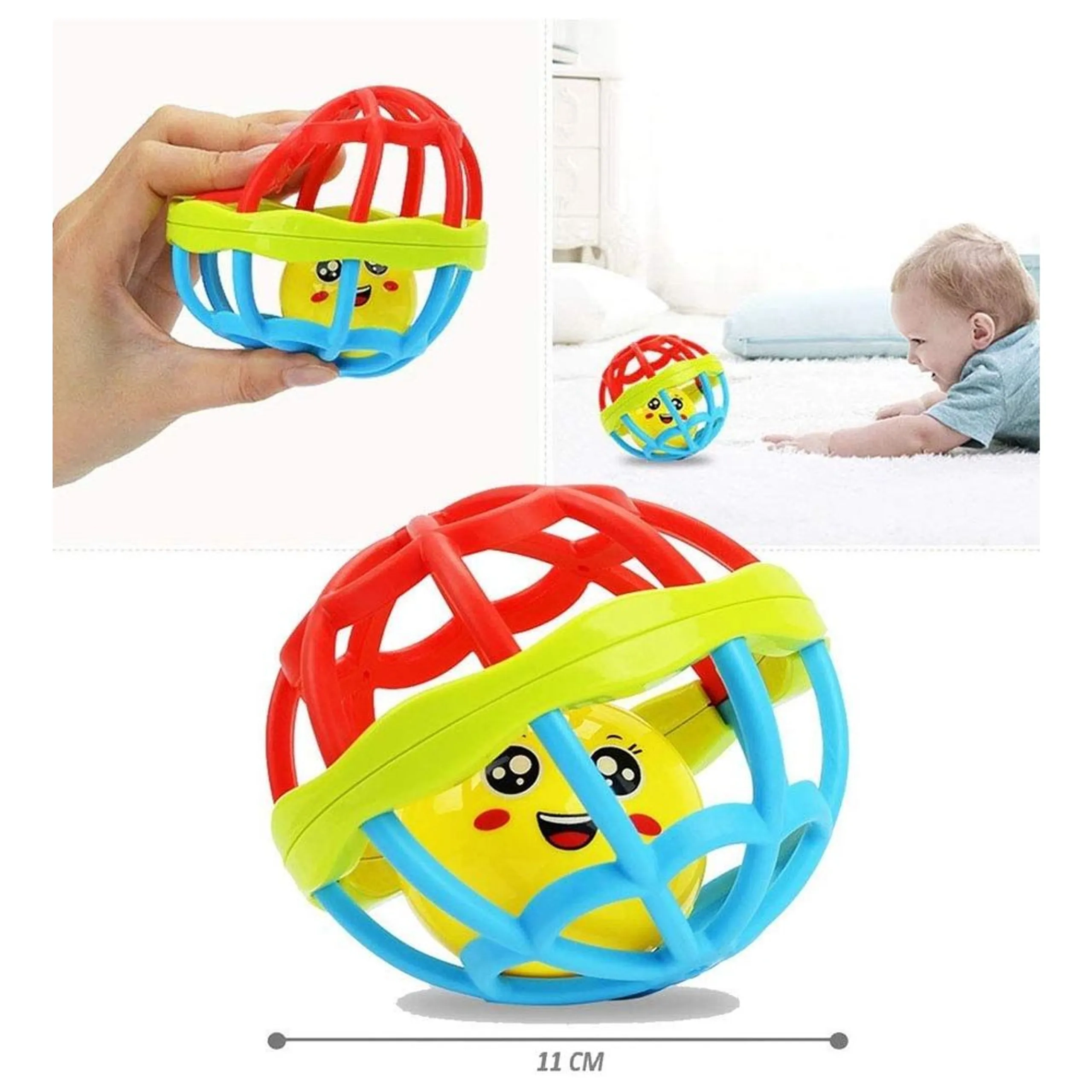 Soft Chewable Rattle Ball Toy - Suitable for 3 Months & Above. soft rubber