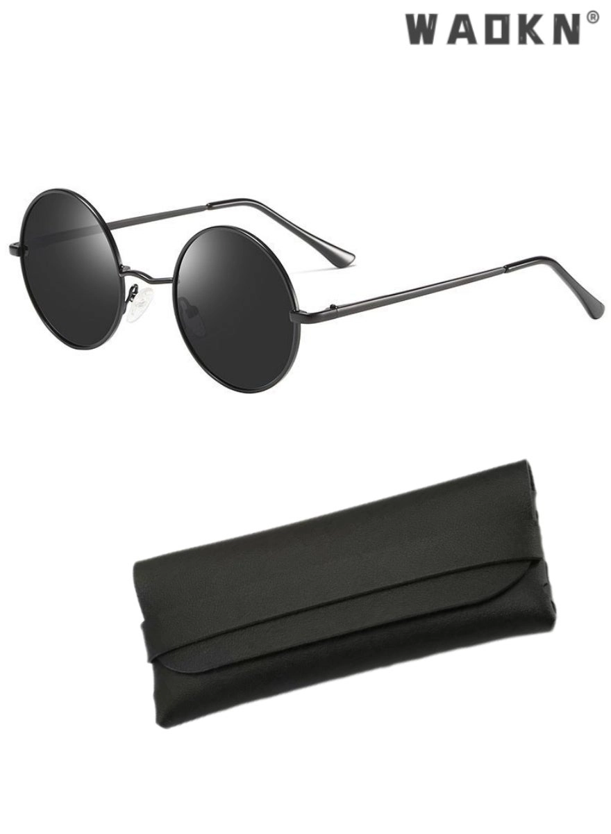 WAOKN Round Polarized Sunglasses - 50 mm Grey
