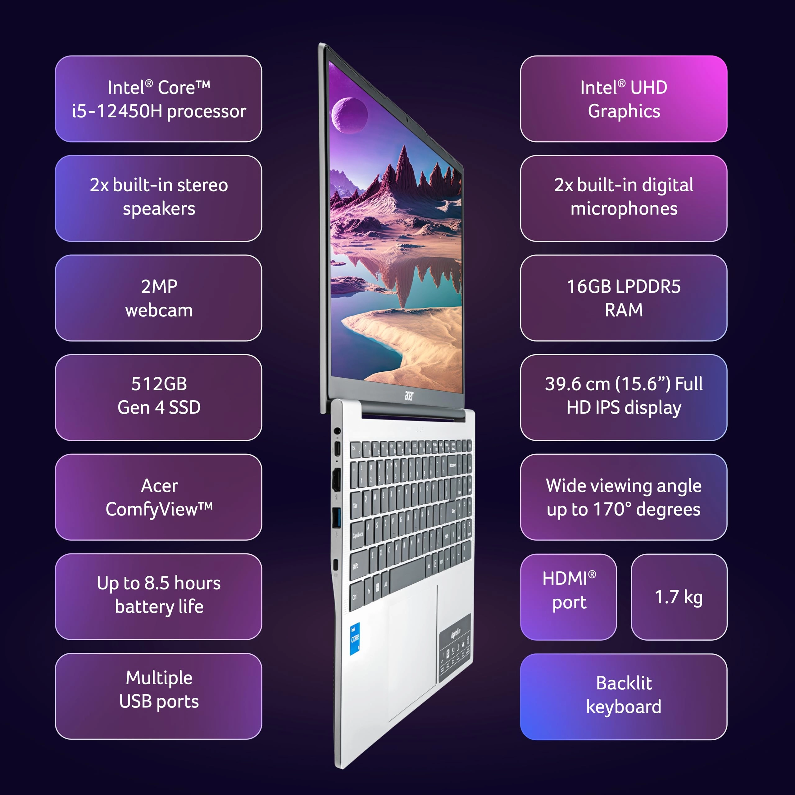 Aspire Lite AL15-52H - 15.6'' i5-12450H 16GB DDR5 512GB SSD