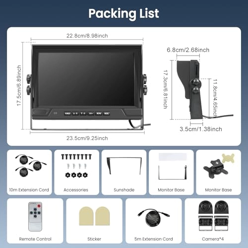 Car Rear View Camera + 9 Inch Monitor - Night Vision Wired 1080P