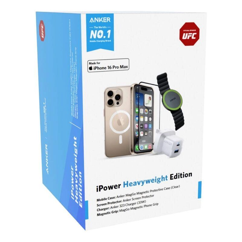 33W Charger - iPhone 16 Pro Max + Screen Protector + Clear Case + Grip