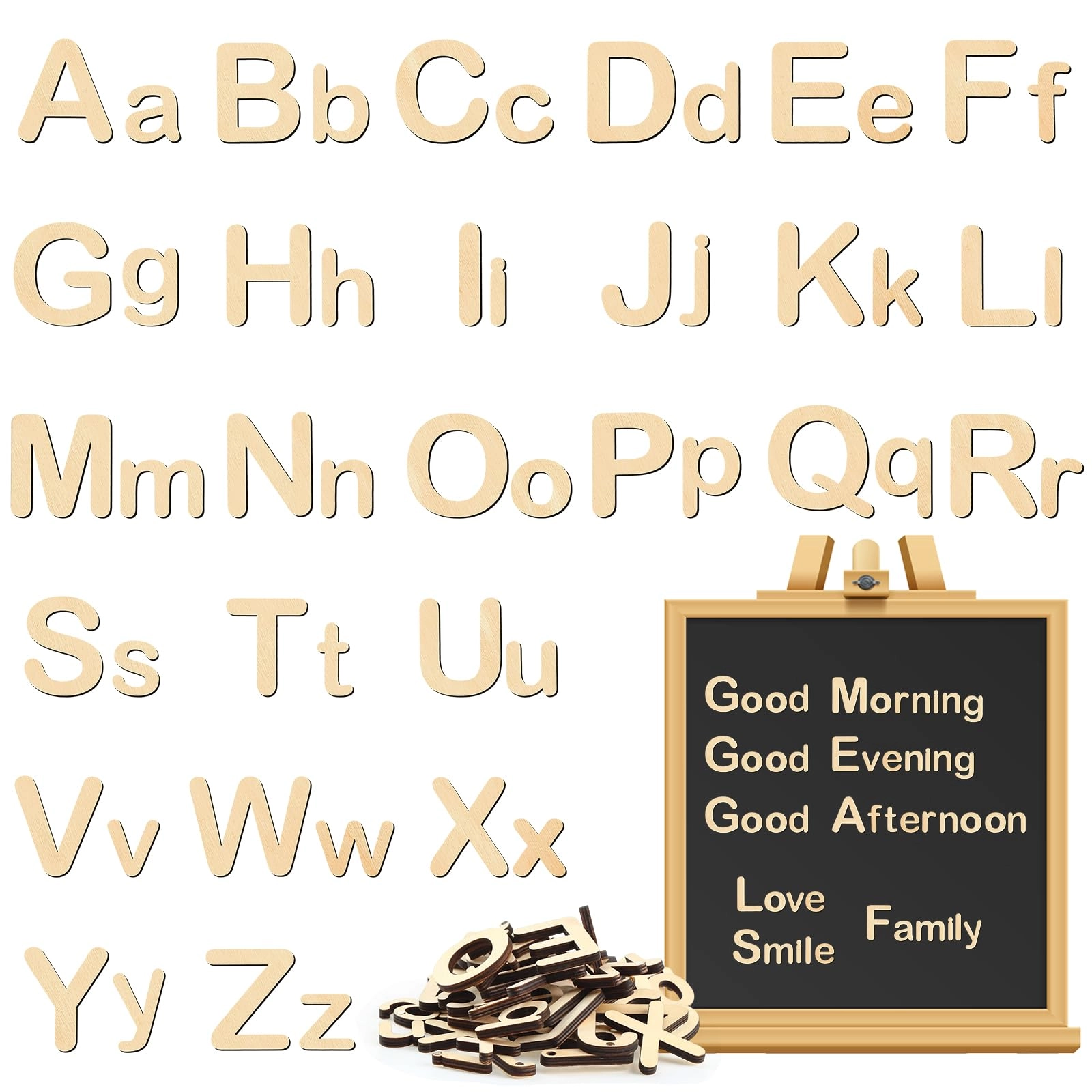 Xuhal Wooden Alphabet Magnets - Preschool 52 pieces