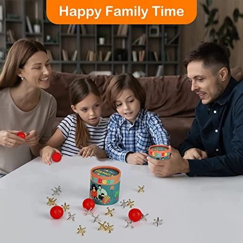 Jacks Game - 10 Metal Jacks 2 Red Rubber Balls