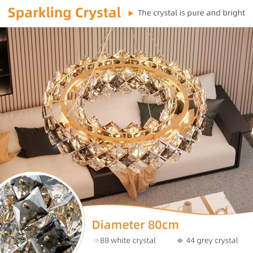 Round Crystal Chandelier - 6000K 4000K 3000K