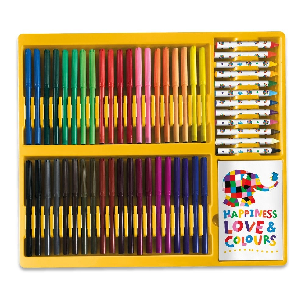 Giant Art Set - 53 Piece 40 felt tip pens 12 crayons 40 page doodle pad