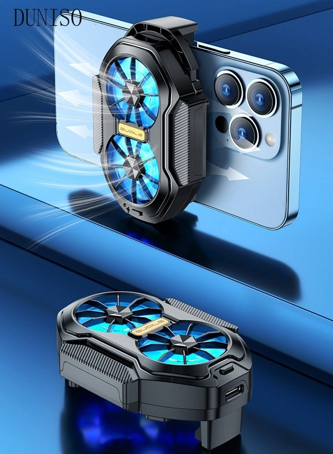 DUNISO Phone Cooler - Dual Fans Rechargeable 62~92mm Compatible
