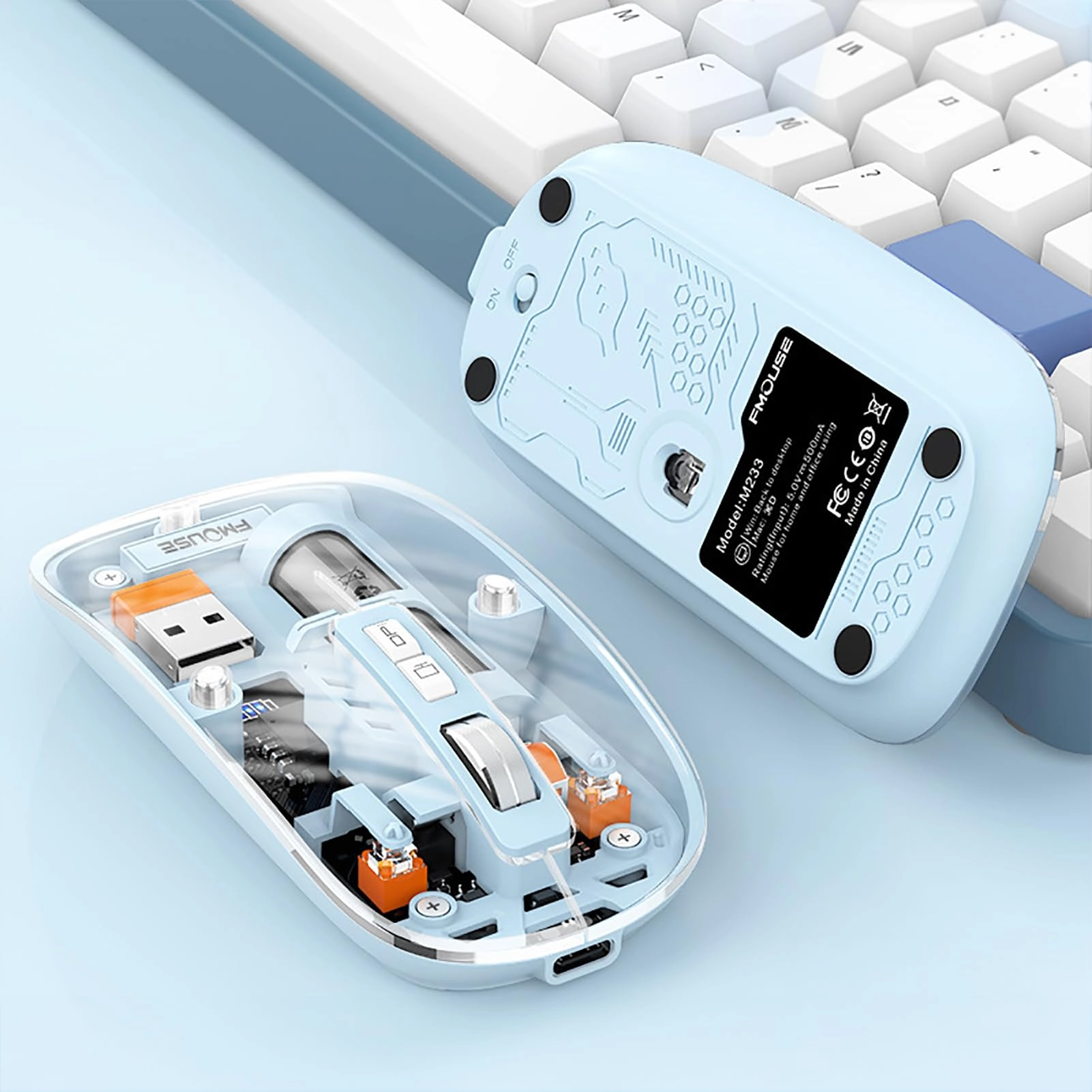 PIWINE Transparent Wireless Bluetooth Mouse - Bluetooth Radio Frequency
