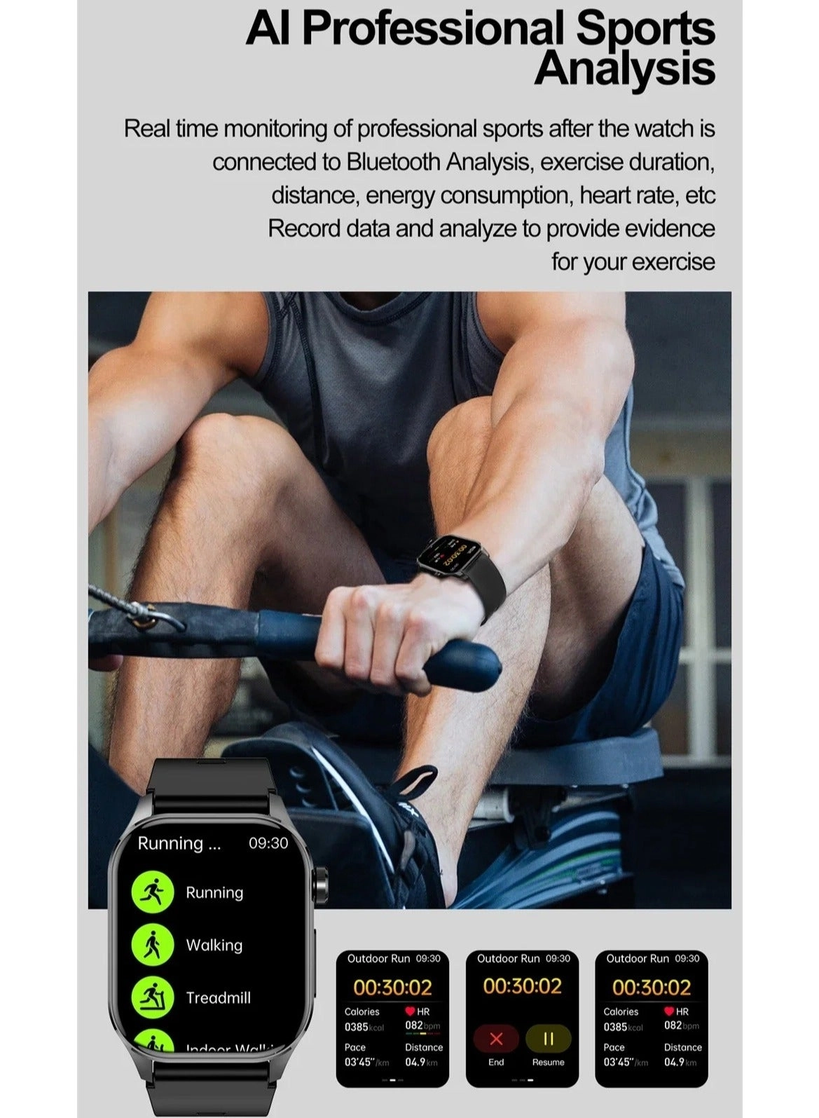 Glucose Monitoring Smart Watch - ECG Bluetooth Call SpO2