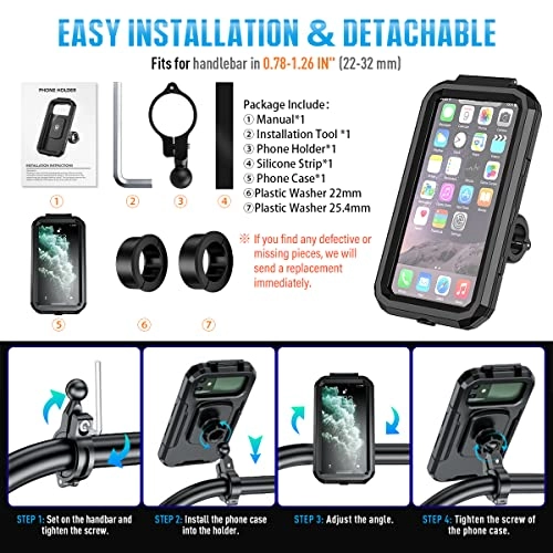 Universal Bike Phone Holder - 360° Rotatable Detachable Compatible with Phone 12 Pro/12/12 Mini