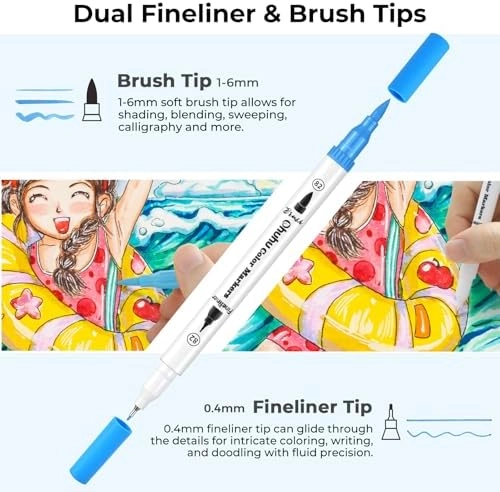 color markers - Black Dual Brush Fine Tip