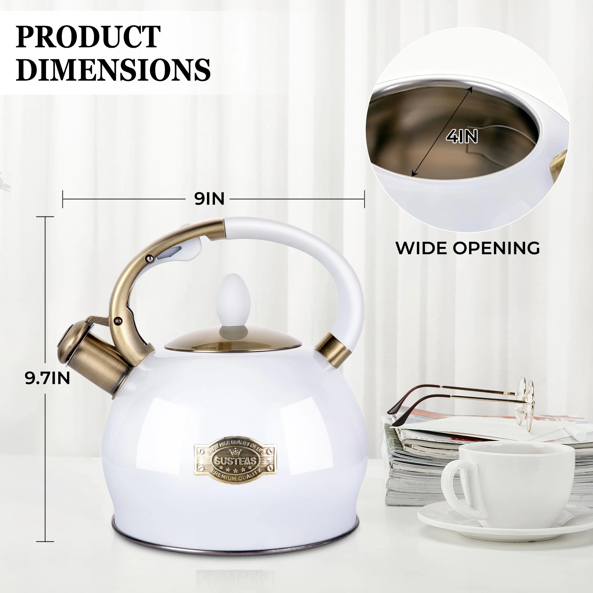 Stove Top Whistling Tea Kettle - Stainless Steel 2.64 Quarts