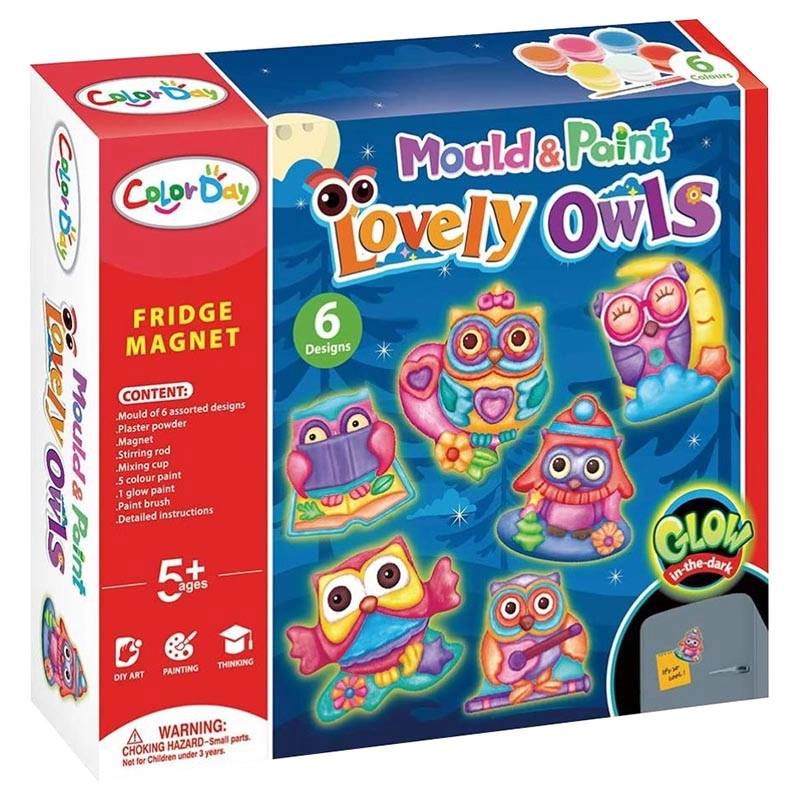 BrainGiggles Mould & Paint Night Owl Fridge Magnet Craft Kit - 6 designs 5+ Years