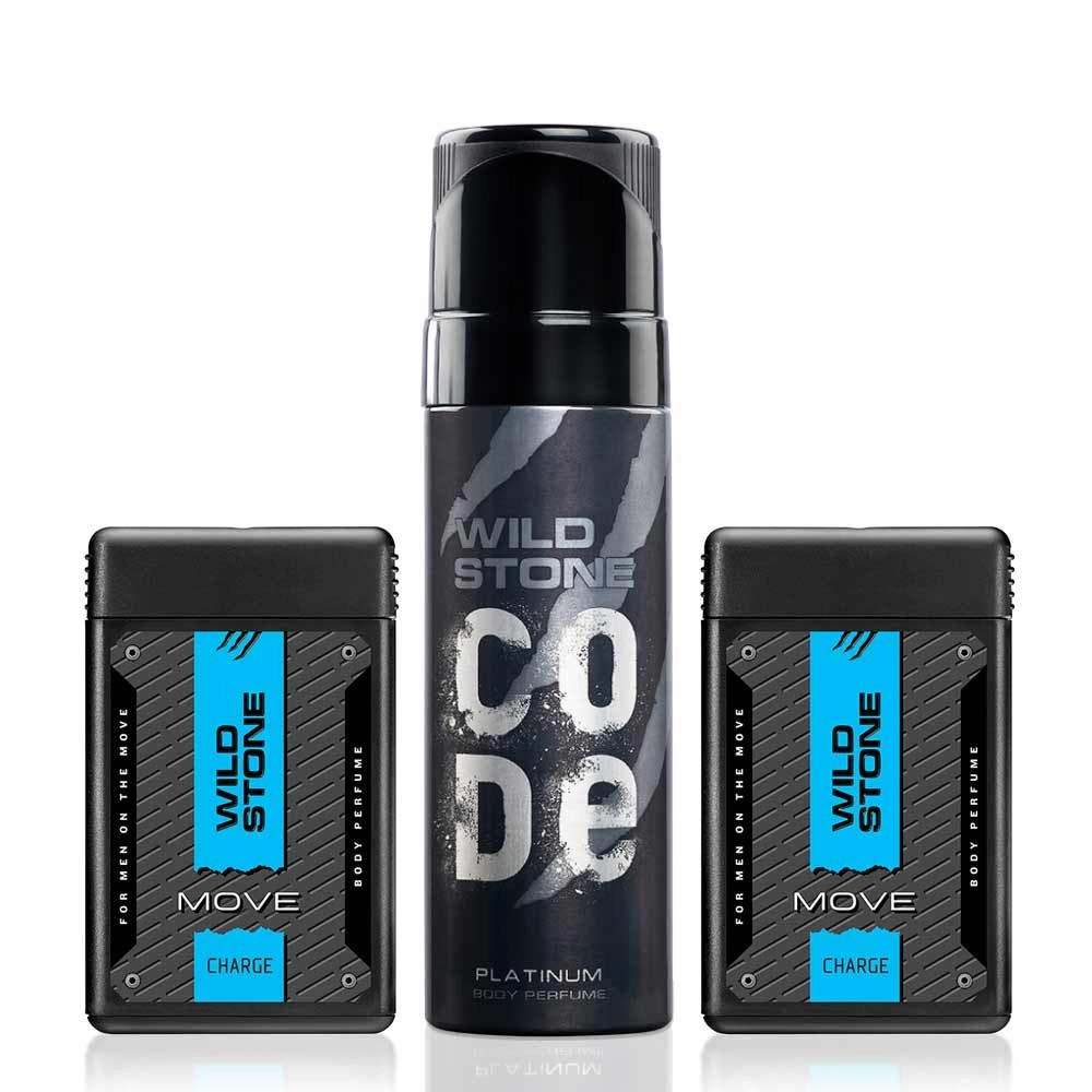 WILD STONE CODE Charge Pocket Perfume - 18ml + Platinum Body Perfume - 120ml