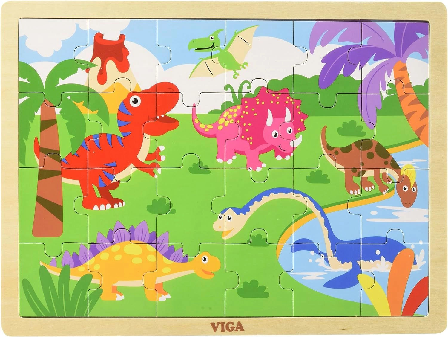 VIGA Dinosaurs Wooden Puzzle (SW-51460) - 24 pcs