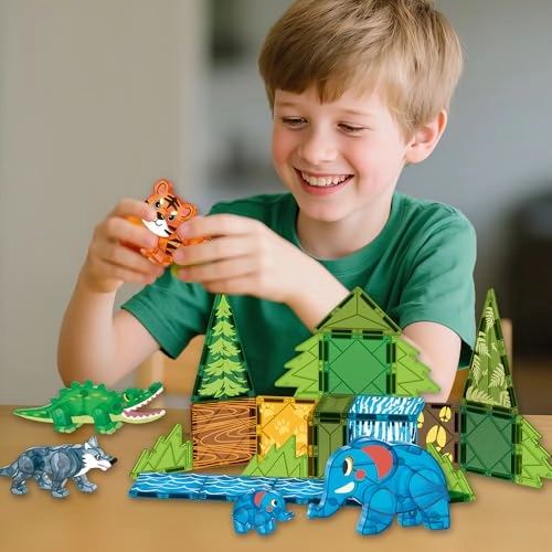 Magnetic Tiles Set Jungle Animals - 30pcs