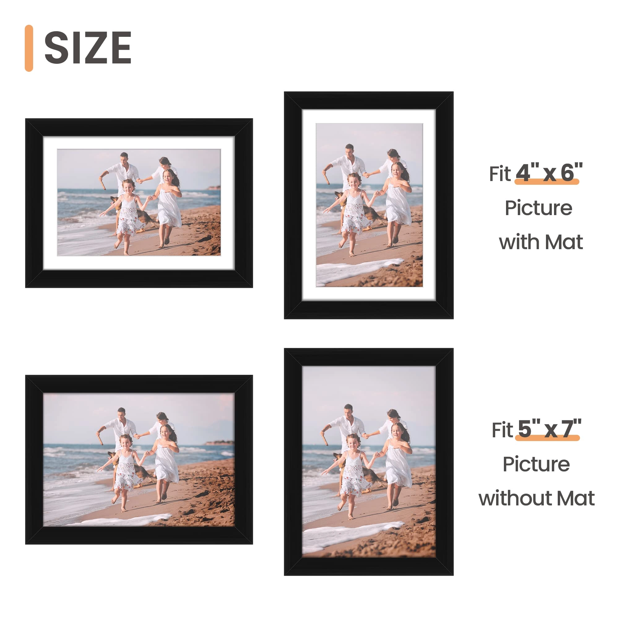 10 Pack Picture Frames - 8x10, 5x7, 4x6