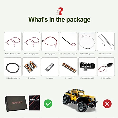 LED Light Kit for Lego Jeep Wrangler - Compatible with Lego 42122 Remote Control Version