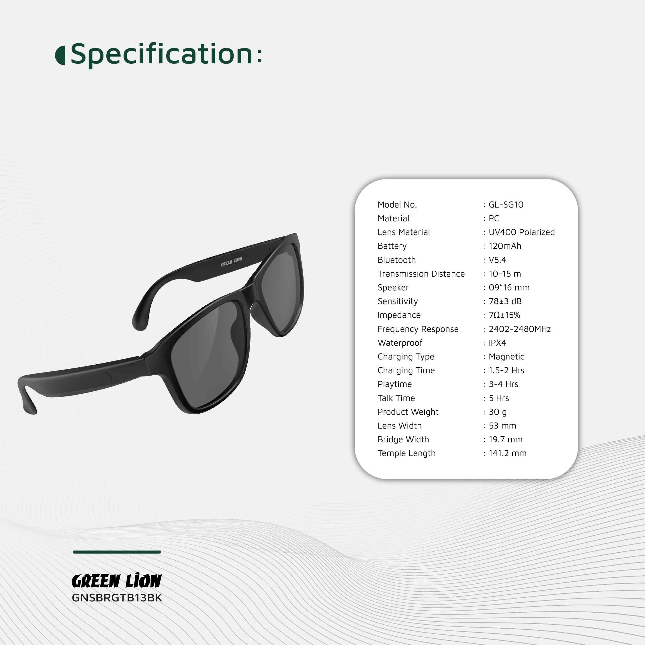 Sydney Smart Glasses - UV400 Polarized Lens Bluetooth V5.4 120mAh