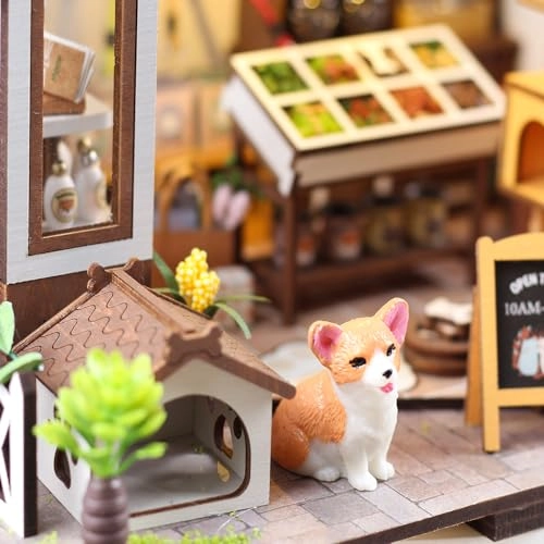 DIY Dollhouse Miniature Kit - Dust Proof Cover Gray Wood