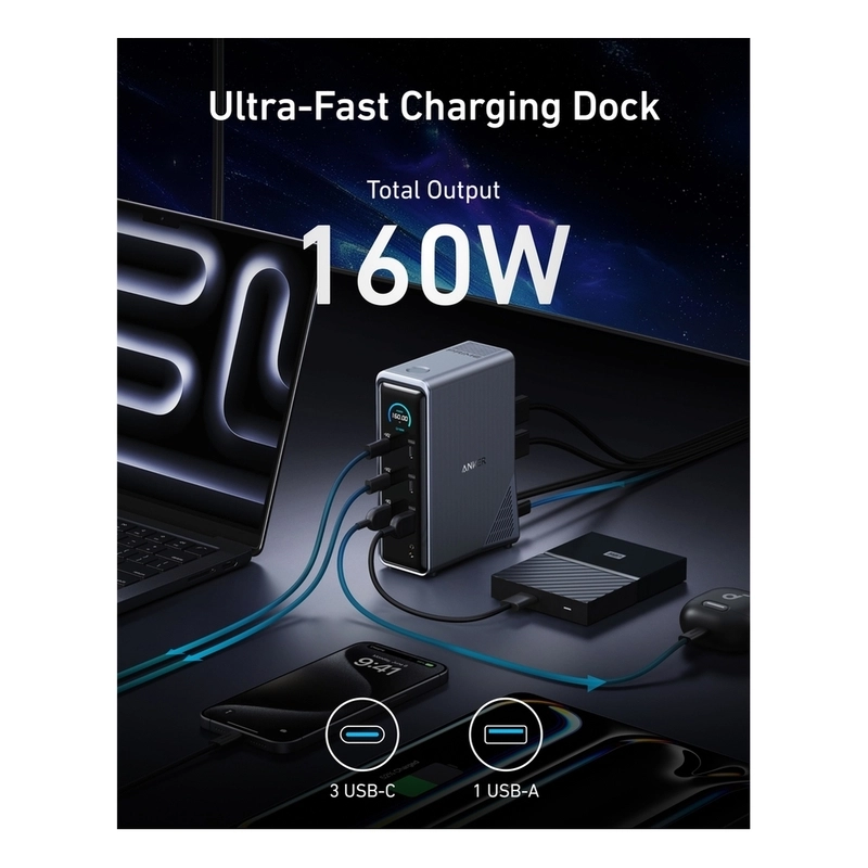 Prime Charging Docking Station - 14-in-1 160W Dual Display