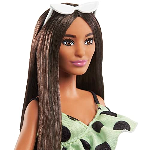 Barbie Fashionistas - Long Straight Brown Hair Polka Dot Romper Ages 3+