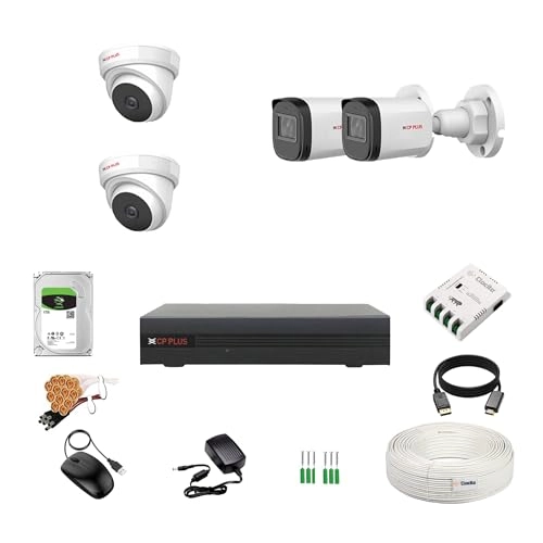 2.4MP 4CH DVR - 4CH + 2.4MP Dome Camera - 2 Nos + 2.4MP Bullet Camera - 2 Nos + 1 TB HDD - 1TB + 4 CH SMPS + CCTV Cable + BNC/DC Connectors