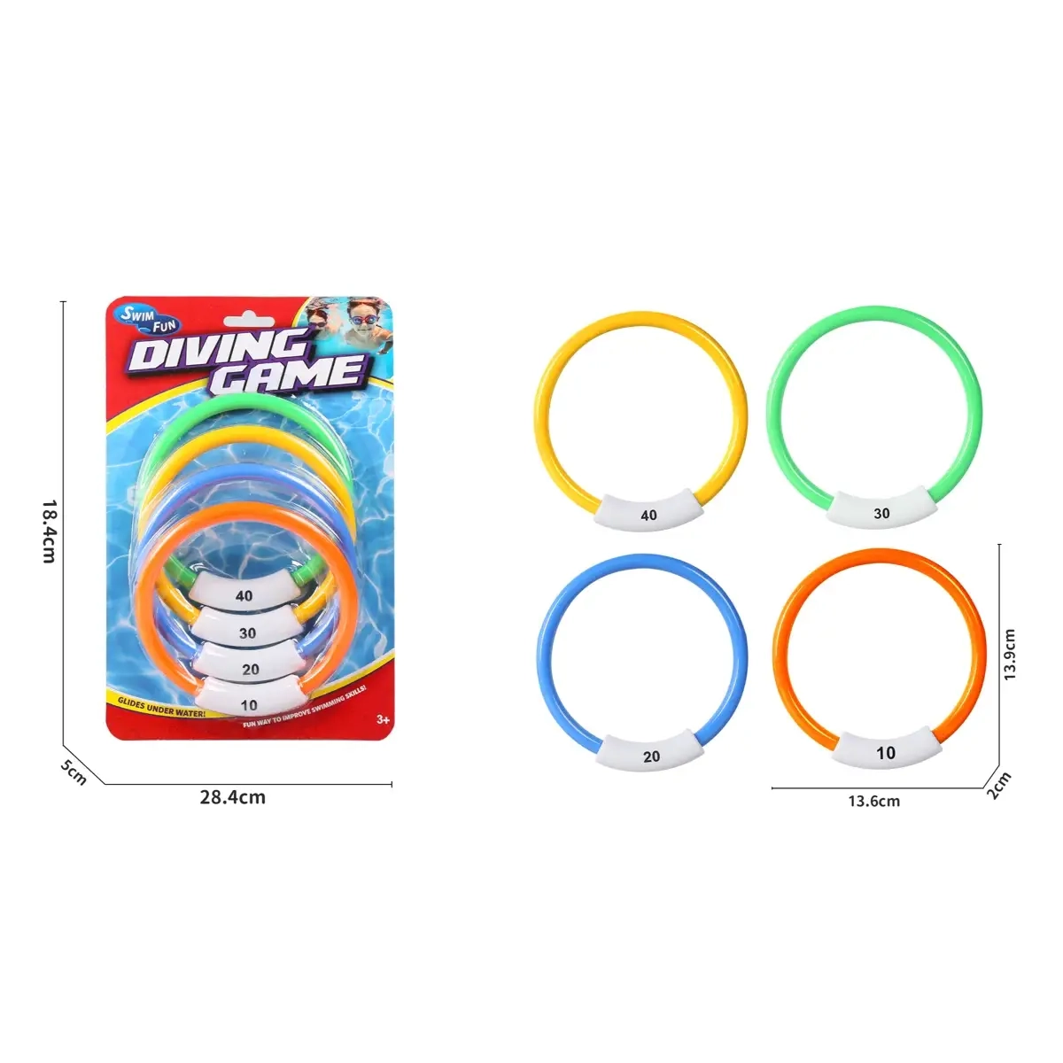 Diving Ring Toys - 4pcs Multi Colour