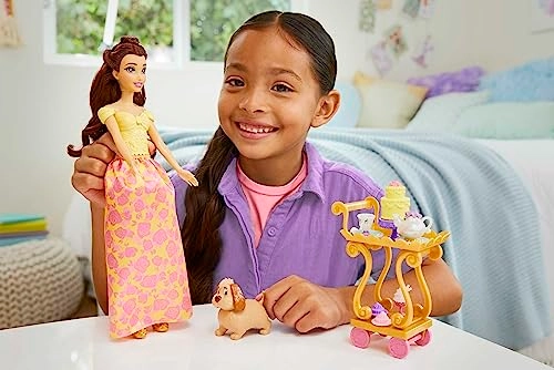Princess Belle Doll and Playset - Tea Time Cart with Mrs. Potts and Chip