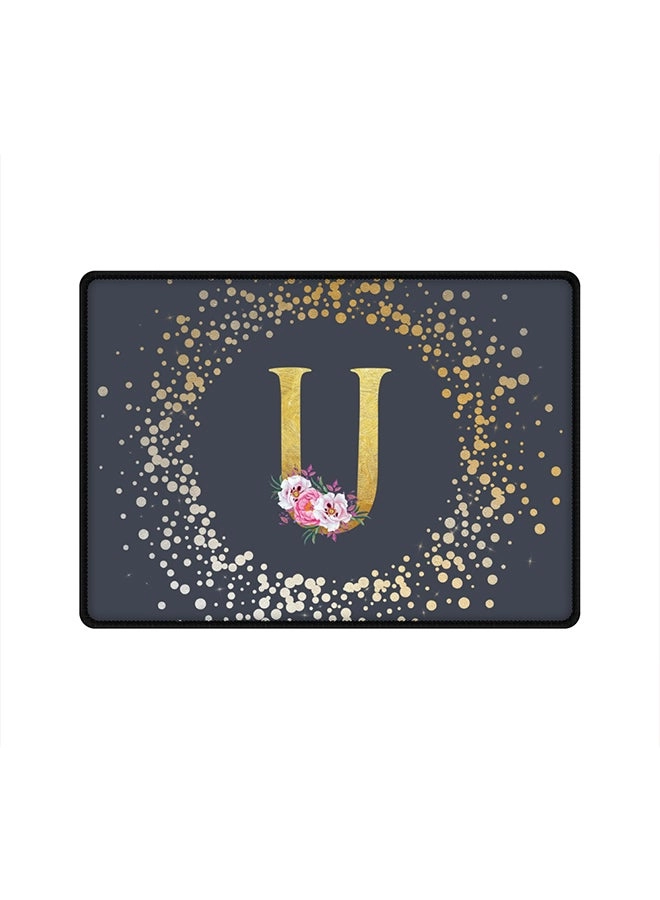 Stylizedd Custom Monogram Initial Letter Floral Pattern U Large Cloth Gaming Mouse Pad - 35x25 cm