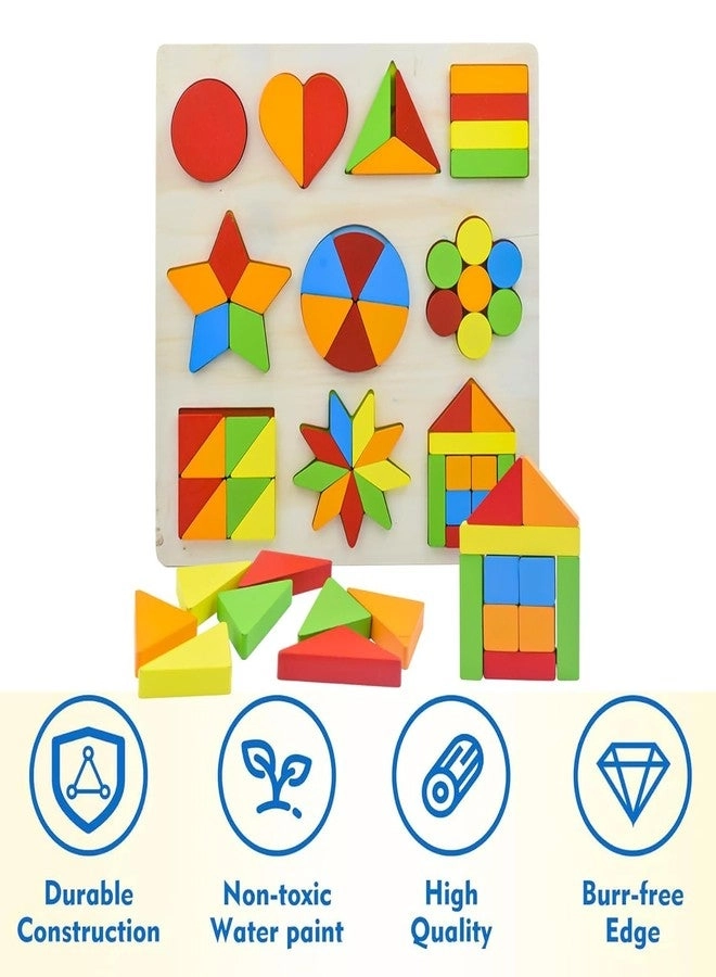 10 in 1 Wooden Square Tangram Puzzle - 40 pieces