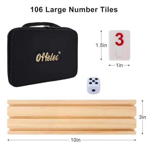 Rummy Cube Game Set - 106 Tiles 4 Wooden Trays Portable Case