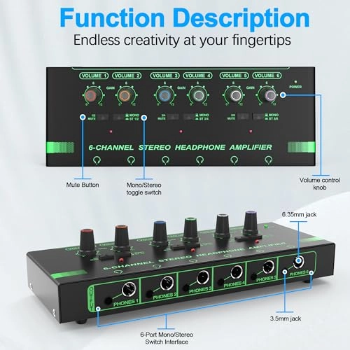 H-Headphone-Amplifier-6way - 6-channel USB-powered