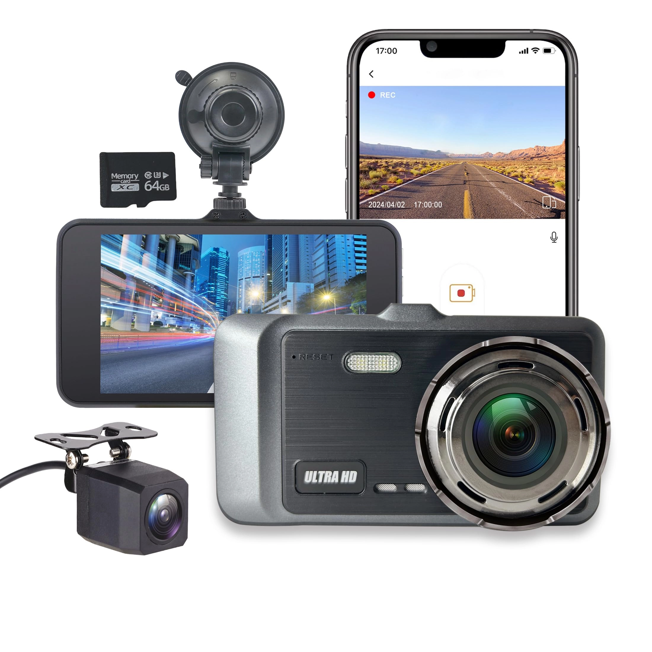 PLGZMJAJO 2K 4.0" HD Dash Cam 2K