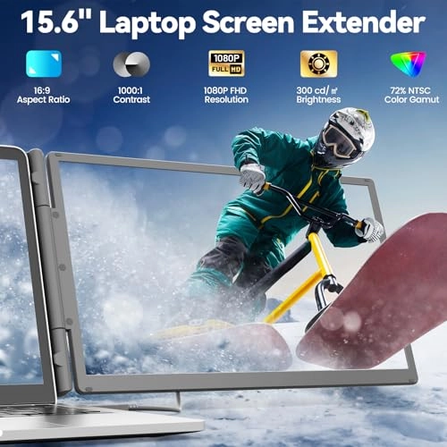 Laptop Screen Extender - 15.6" FHD 1080P Triple Display