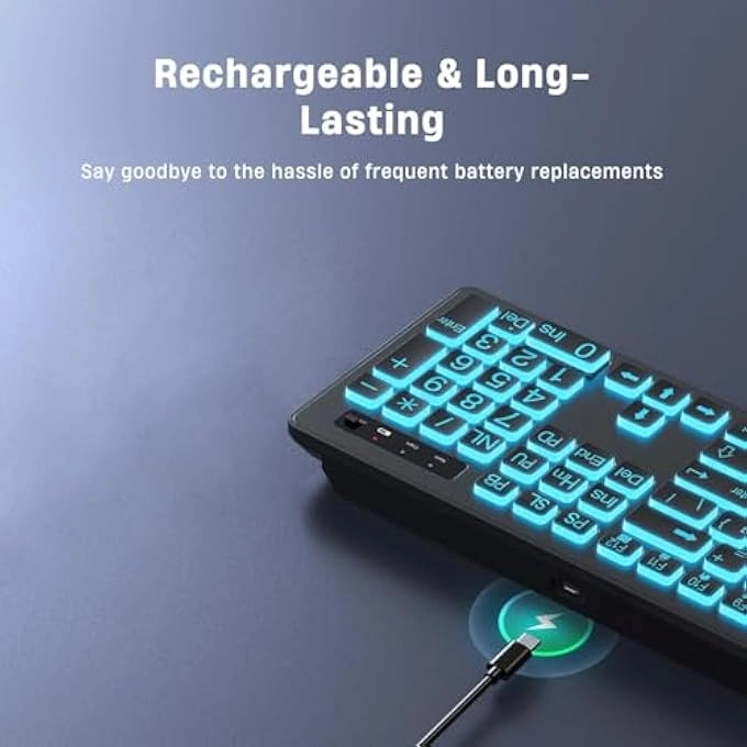 Large Print Backlit Wireles Keyboard - Wireless
