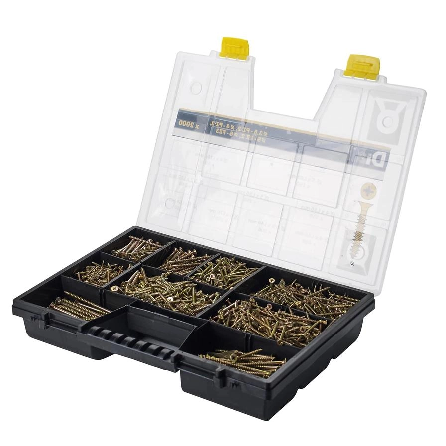 Carbon Steel Screw Set - 2000pc yellow zinc plated