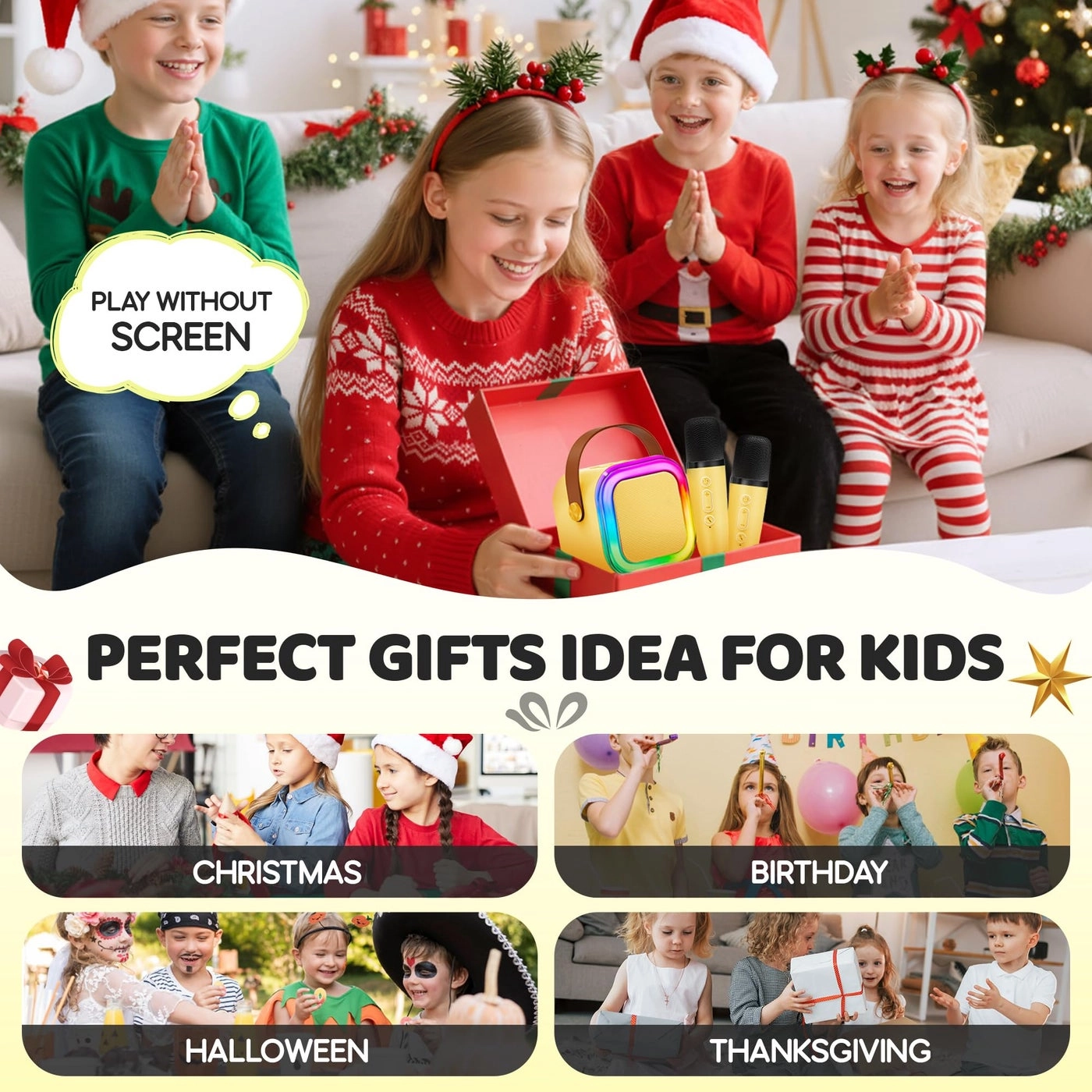 Mini Karaoke Machine - 2 Wireless Mics