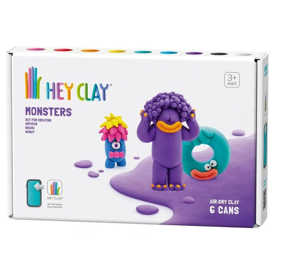 HEY CLAY DIY Monsters Plastic Modelling Air Dry Clay Kit - 3+ years 6 pcs