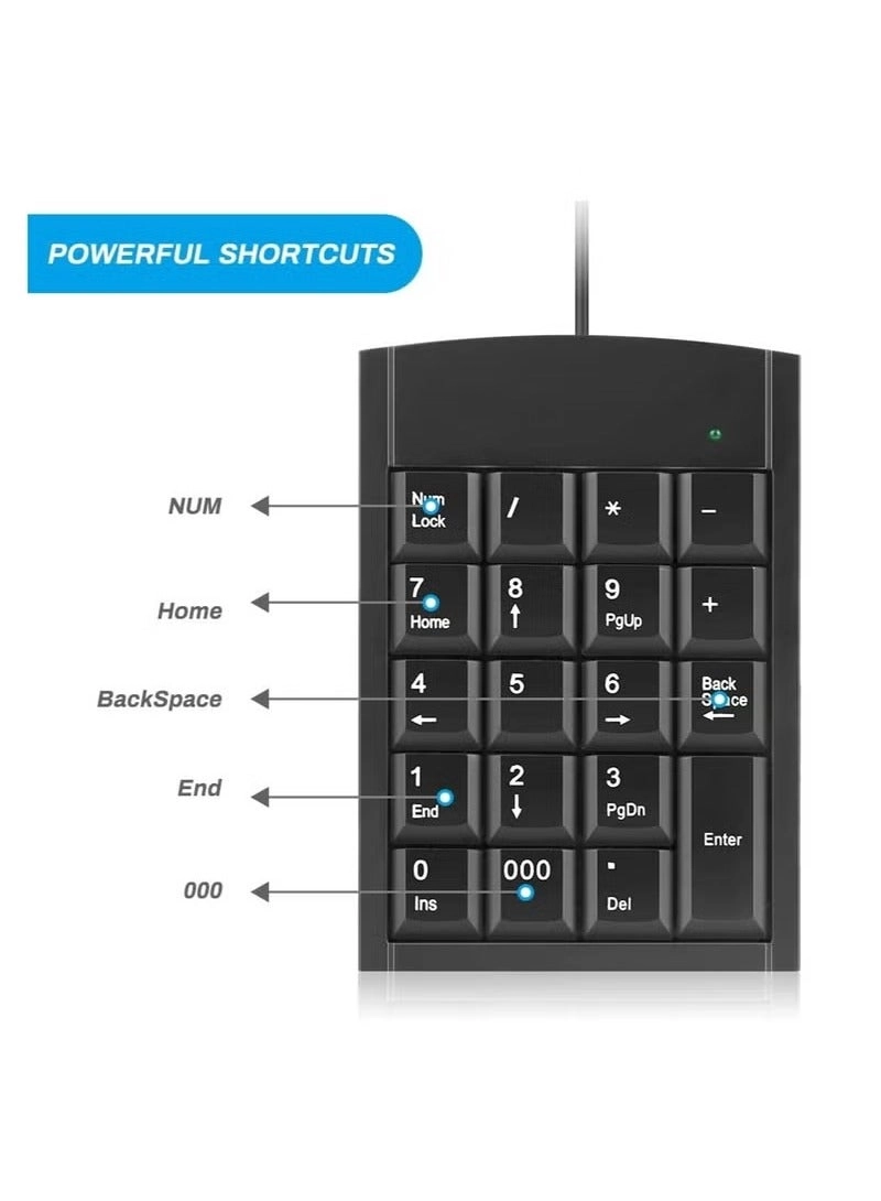 Wired Numeric Keypad - 19 key black