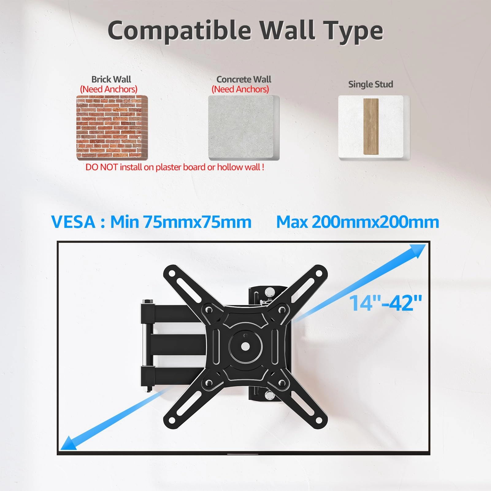 TV Wall Bracket - 15KG 14-42 Inch