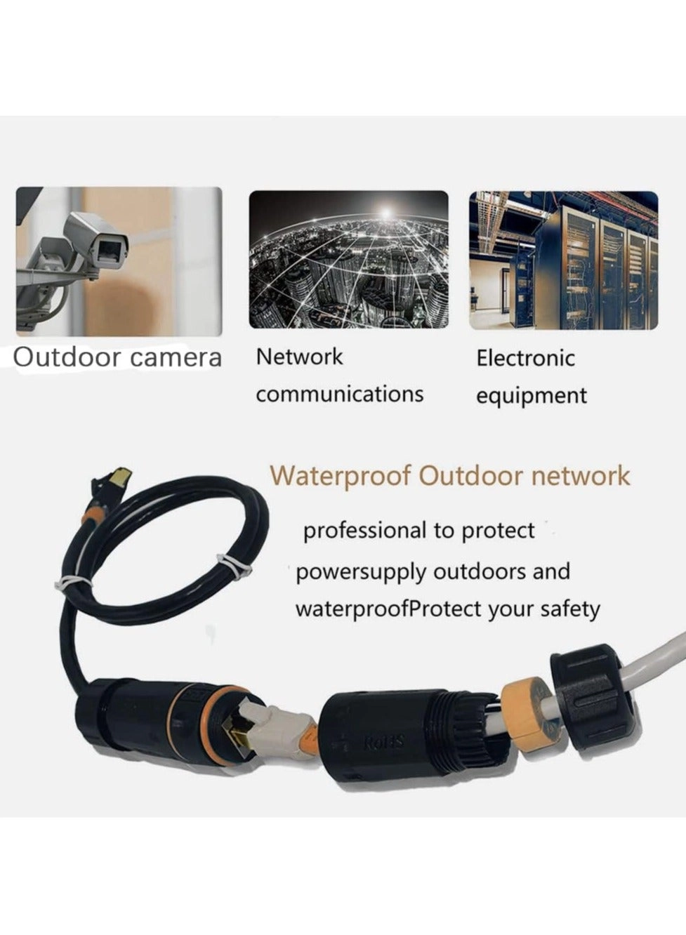 RJ45 CAT6A Waterproof Connector - IP68 8P8C Female to Female